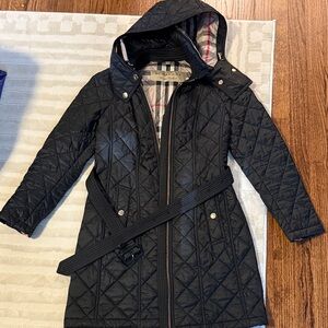Burberry Black Quilted Hooded Jacket